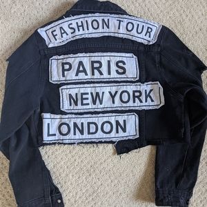 Black Cropped Jean Jacket 100% Cotton